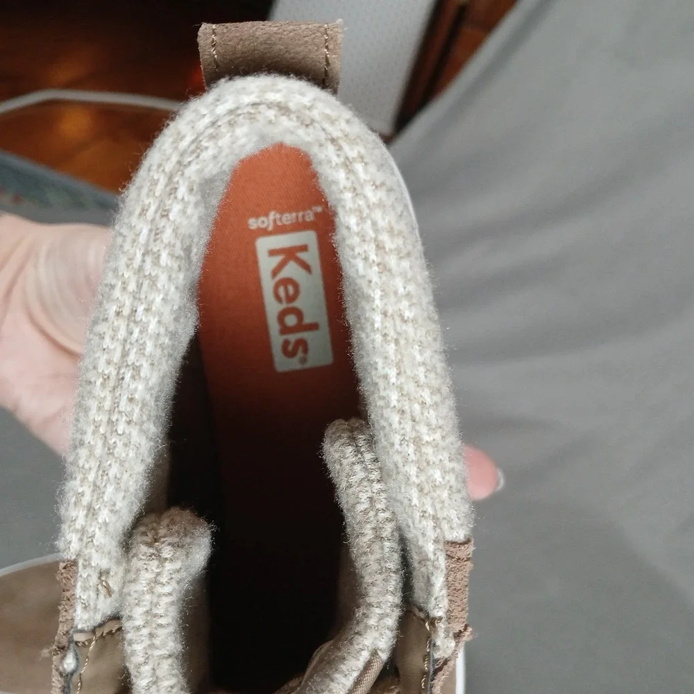 Keds Suede Lace‎ Up Ankle Booties Fall Sweater Top Taupe Women's 6.5 #WH65607